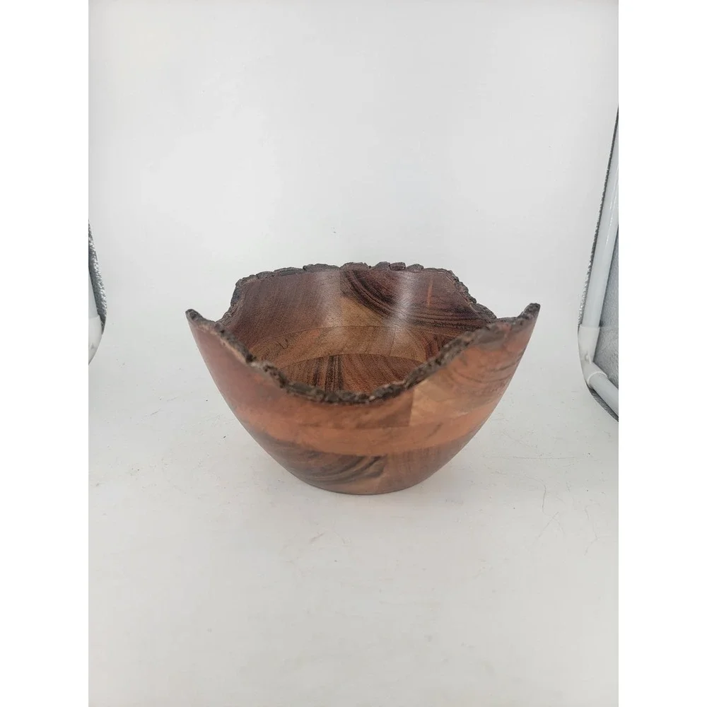 Natural Edge Hand Made Black Walnut Wooden Bowl ‎ 7 X 4 